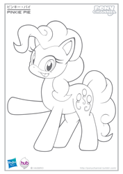Size: 1078x1524 | Tagged: safe, artist:fuzon-s, pinkie pie, g4, coloring page, crossover, cute, diapinkes, female, fuzon is trying to murder us, happy, hub logo, japanese, lineart, logo, looking at you, monochrome, pony channel, raised leg, smiling, solo, sonic channel, sonic the hedgehog (series), style emulation, sweet dreams fuel, tumblr, yuji uekawa style