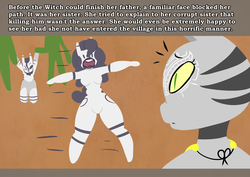 Size: 1280x907 | Tagged: safe, artist:somescrub, oc, oc only, oc:amara, oc:saltine, zebra, anthro, ask nudist sweetie belle, backstory, tale of the witch, tumblr