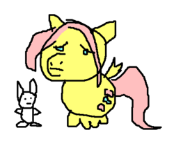 Size: 416x351 | Tagged: safe, artist:king-kakapo, angel bunny, fluttershy, pegasus, pony, g4, 1000 hours in ms paint, ms paint, stylistic suck