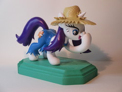 Size: 4608x3456 | Tagged: safe, artist:earthenpony, rarity, g4, simple ways, clothes, craft, irl, overalls, rarihick, sculpture, silly face, solo, tail, tail hole