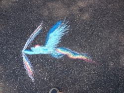 Size: 1280x960 | Tagged: safe, rainbow dash, g4, chalk, chalk drawing, irl, solo, traditional art