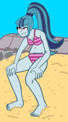 Size: 1024x1848 | Tagged: safe, artist:oneovertwo, sonata dusk, equestria girls, g4, my little pony equestria girls: rainbow rocks, barefoot, clothes, feet, female, high ponytail, long hair, ponytail, solo, swimsuit