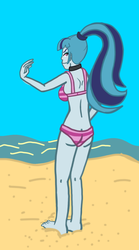 Size: 1024x1848 | Tagged: safe, artist:oneovertwo, sonata dusk, human, equestria girls, g4, my little pony equestria girls: rainbow rocks, ass, butt, buttcrack, clothes, female, high ponytail, long hair, ponytail, solo, swimsuit