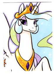 Size: 274x374 | Tagged: safe, artist:retrostarling, princess celestia, g4, female, solo, traditional art