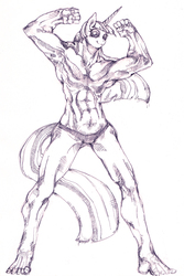 Size: 600x900 | Tagged: safe, artist:yachimata, twilight sparkle, anthro, g4, abs, buff, female, monochrome, muscles, pixiv, sketch, solo, twilight muscle