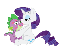 Size: 3349x2790 | Tagged: safe, artist:pia-sama, artist:tyler611, rarity, spike, dragon, pony, unicorn, g4, duo, female, high res, kiss mark, lipstick, male, mare, ship:sparity, shipping, simple background, straight, transparent background