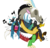 Size: 2874x2770 | Tagged: safe, artist:tyler611, discord, queen chrysalis, g4, angry, bagpipes, cheeselegs, duo, eyes closed, floppy ears, high res, holes in wings, music notes, open mouth, simple background, transparent background