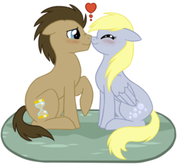 Size: 1261x1189 | Tagged: safe, artist:fire-girl872, derpy hooves, doctor whooves, time turner, pegasus, pony, g4, cute, female, male, mare, nuzzling, scrunchy face, ship:doctorderpy, shipping, simple background, stallion, straight, transparent background