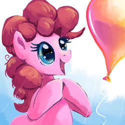 Size: 2500x2500 | Tagged: safe, artist:gsphere, pinkie pie, g4, balloon, balloonm, chubby, cute, diapinkes, female, high res, party balloon, solo, that pony sure does love balloons