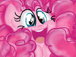 Size: 640x480 | Tagged: safe, artist:lianzapa, pinkie pie, g4, :d, female, hair, looking at you, smiling, solo
