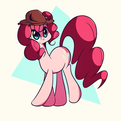 Size: 2000x2000 | Tagged: safe, artist:turtlefarminguy, pinkie pie, g4, female, hat, high res, simple background, smiling, solo