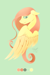 Size: 1185x1777 | Tagged: safe, artist:midnightsix3, fluttershy, g4, female, floppy ears, limited palette, looking at you, simple background, smiling, solo
