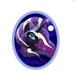 Size: 1500x1500 | Tagged: safe, artist:goforgold, nightmare rarity, g4, crown, earring, female, moon, night, portrait, solo