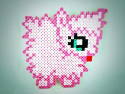 Size: 600x450 | Tagged: safe, artist:theperlerpony, oc, oc only, oc:fluffle puff, pink fluffy unicorns dancing on rainbows, perler, photo, solo