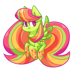 Size: 1000x1000 | Tagged: safe, artist:looji, oc, oc only, oc:tulipa, pegasus, pony, ear fluff, female, flying, freckles, mare, rainbow power, rainbow power-ified, simple background, solo, spread wings, transparent background, wings