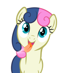 Size: 1280x1482 | Tagged: safe, artist:umbra-neko, bon bon, sweetie drops, earth pony, pony, g4, female, fourth wall, licking, licking ponies, screen, simple background, solo, transparent background, vector