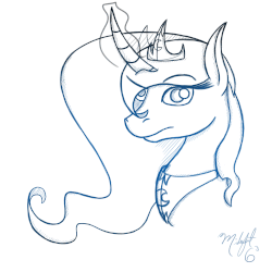 Size: 1000x1000 | Tagged: safe, artist:midnightsix3, princess luna, lunadoodle, g4, animated, curved horn, deal with it, female, horn, magic, monochrome, reaction image, solo, sunglasses, swag glasses, telekinesis