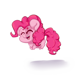 Size: 1200x1200 | Tagged: dead source, safe, artist:wlemin, pinkie pie, earth pony, pony, g4, blank flank, cute, eyebrows, eyes closed, female, happy, hilarious in hindsight, jumping, laughing, mare, missing cutie mark, open mouth, simple background, smiling, solo, teeth, transparent background, vector