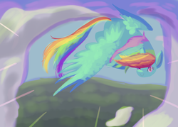 Size: 3500x2500 | Tagged: safe, artist:caligulasaquabats, rainbow dash, g4, female, flying, high res, solo