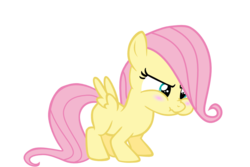 Size: 900x600 | Tagged: safe, artist:s.guri, fluttershy, pegasus, pony, for whom the sweetie belle toils, g4, blushing, cute, female, filly, frown, puffy cheeks, scrunchy face, shyabetes, simple background, solo, transparent background, vector, younger