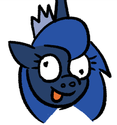 Size: 281x302 | Tagged: safe, artist:lovelyneckbeard, princess luna, pony, g4, :p, cropped, derp, female, icon, silly, silly pony, simple background, smiling, solo, tongue out