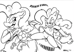 Size: 1169x827 | Tagged: safe, artist:ramiresbr, pinkie pie, g4, football, monochrome, world cup