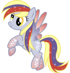 Size: 1900x1968 | Tagged: safe, artist:cloudy glow, derpy hooves, pegasus, pony, g4, female, flying, mare, rainbow power, rainbow power-ified, simple background, smiling, solo, spread wings, transparent background, vector, xk-class end-of-the-world scenario