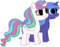 Size: 374x292 | Tagged: safe, artist:totallynotabronyfim, princess celestia, princess luna, g4, filly, simple, simple background, smiling, young