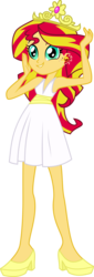 Size: 3077x9033 | Tagged: dead source, safe, artist:xebck, sunset shimmer, equestria girls, g4, clothes, crown, dress, ear piercing, earring, fall formal, fall formal outfits, female, high heels, jewelry, meme, piercing, prom queen meme, simple background, solo, transparent background, vector