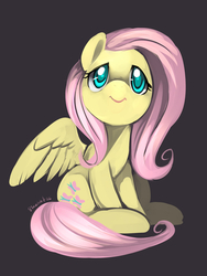 Size: 1280x1703 | Tagged: safe, artist:ende26, fluttershy, g4, female, looking up, sitting, smiling, solo