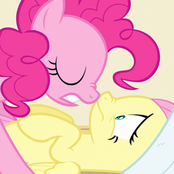 Size: 820x820 | Tagged: safe, screencap, fluttershy, pinkie pie, pony, filli vanilli, g4, eyes closed, glomp, out of context, scared, shipping fuel