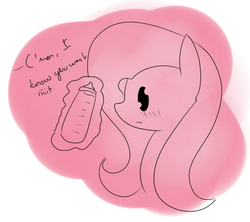 Size: 540x480 | Tagged: safe, artist:lazyguy, fluttershy, g4, blushing, bottle, female, milk, solo