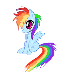 Size: 770x885 | Tagged: safe, artist:shacklefunk, rainbow dash, pegasus, pony, g4, blank flank, female, filly, simple background, sitting, solo, spread wings, white background, wings