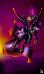 Size: 1434x2368 | Tagged: safe, artist:christallovepkmn, twilight sparkle, alicorn, pony, g4, black sclera, corrupted, female, mare, nightmare twilight, slit pupils, solo, twilight sparkle (alicorn)