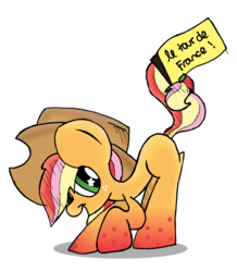 Size: 1336x1532 | Tagged: safe, artist:pinkiepie03, applejack, g4, female, french, rainbow power, solo