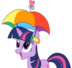 Size: 3876x3686 | Tagged: safe, artist:dentist73548, twilight sparkle, pony, unicorn, feeling pinkie keen, g4, female, hat, high res, simple background, solo, transparent background, umbrella hat, unicorn twilight, vector
