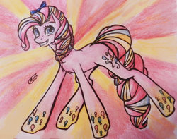 Size: 1024x808 | Tagged: dead source, safe, artist:alcidence, pinkie pie, earth pony, pony, g4, female, rainbow power, solo, traditional art