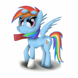 Size: 500x500 | Tagged: safe, rainbow dash, g4, animated, clothes, female, goggles, scarf, solo