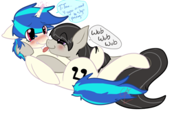 Size: 2150x1421 | Tagged: safe, artist:xxaurelia, dj pon-3, octavia melody, vinyl scratch, earth pony, pony, unicorn, g4, :p, bedroom eyes, blushing, boop, cuddling, eye contact, female, floppy ears, grin, heart, heart eyes, horn, hornboner, hug, it's time to stop posting, lesbian, lip bite, magic, mare, nervous, noseboop, nuzzling, on back, prone, ship:scratchtavia, shipping, simple background, smiling, snuggling, speech bubble, tongue out, transparent background, vector, wub