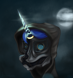 Size: 2040x2160 | Tagged: safe, artist:h2ooctane, princess luna, gamer luna, g4, corvo attano, crossover, dishonored, high res, hood, mask