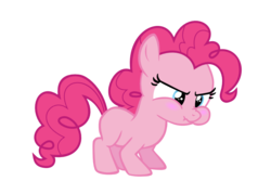 Size: 900x600 | Tagged: safe, artist:s.guri, pinkie pie, pony, for whom the sweetie belle toils, g4, blushing, cute, diapinkes, female, filly, frown, puffy cheeks, scrunchy face, simple background, solo, transparent background, vector, younger