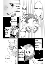 Size: 2221x3107 | Tagged: safe, artist:kolgha, fluttershy, photo finish, comic:comic hoof vol.1, g4, comic, doujin, explicit source, high res, japanese, monochrome, translation