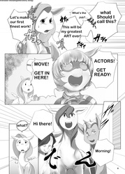 Size: 2221x3107 | Tagged: safe, artist:kolgha, fluttershy, photo finish, oc, comic:comic hoof vol.1, g4, comic, doujin, explicit source, high res, japanese, monochrome, translation