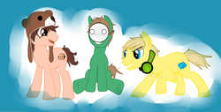 Size: 1846x938 | Tagged: safe, artist:notsocializing, cinnamontoastken, cryaotic, pewdiepie, ponified
