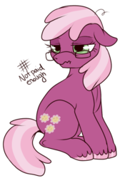 Size: 332x493 | Tagged: safe, artist:lulubell, cheerilee, earth pony, pony, g4, :t, female, floppy ears, frown, glare, glasses, grumpy, hoof fluff, lidded eyes, mare, scrunchy face, simple background, sitting, solo, tired, transparent background, unamused, unshorn fetlocks, wavy mouth