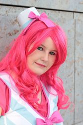 Size: 683x1024 | Tagged: safe, artist:celestia-in-love, pinkie pie, human, g4, clothes, cosplay, dress, gala dress, irl, irl human, photo, solo