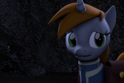 Size: 720x480 | Tagged: dead source, safe, artist:digivee, oc, oc only, oc:littlepip, pony, unicorn, fallout equestria, 3d, animated, clothes, fanfic, fanfic art, female, floppy ears, gif, jumpsuit, mare, saddle bag, solo, source filmmaker, talking, vault suit