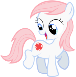 Size: 3842x3905 | Tagged: safe, artist:leapingriver, nurse redheart, earth pony, pony, g4, cute, cutie mark, female, filly, filly nurse redheart, foal, heartabetes, high res, looking back, open mouth, raised hoof, raised leg, simple background, solo, transparent background, vector, younger