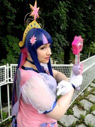 Size: 522x696 | Tagged: safe, artist:pads, twilight sparkle, human, g4, clothes, cosplay, crossover, element of magic, gloves, irl, irl human, magical girl, photo, sailor uniform, twilight sparkle (alicorn)