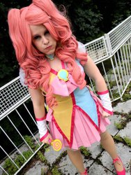 Size: 522x696 | Tagged: safe, artist:moony, pinkie pie, human, g4, cosplay, crossover, irl, irl human, photo, puffy cheeks, sailor uniform, sulking